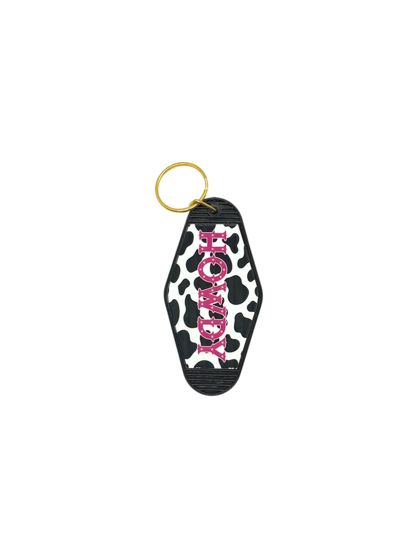 Cow Print Howdy Keychain